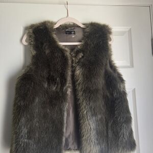 Topshop Faux Fur Vest - Rich Brown